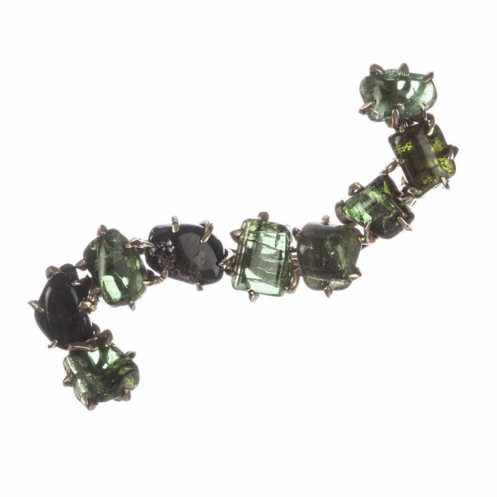 9 Kt Gold Plated Green Tourmaline Pin